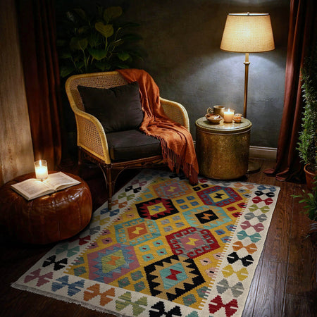 Handmade Vegetable Kelim 3' 7" x 5' 0" (ft) - No. Y39676