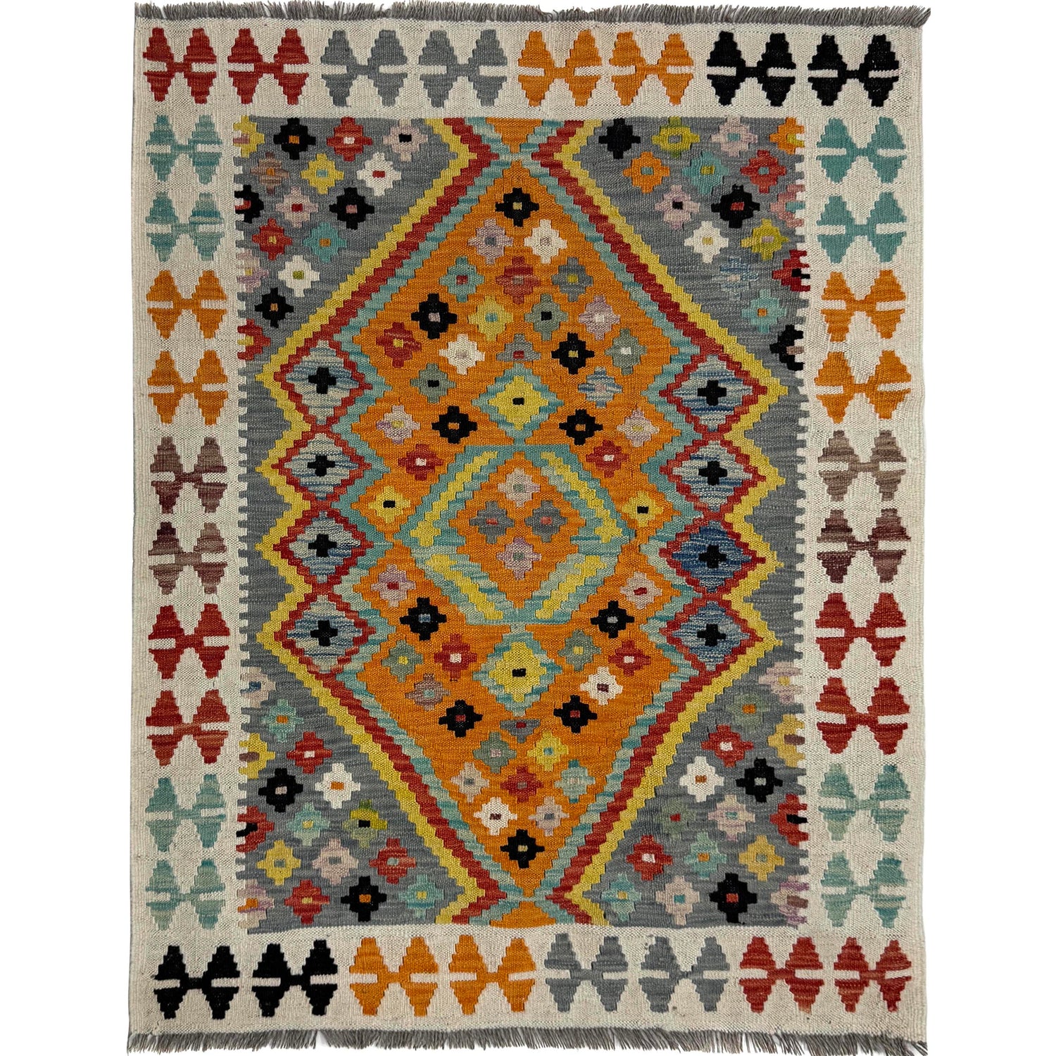 Handmade Vegetable Kilim 3' 7" x 4' 9" (ft) - No. Y39677