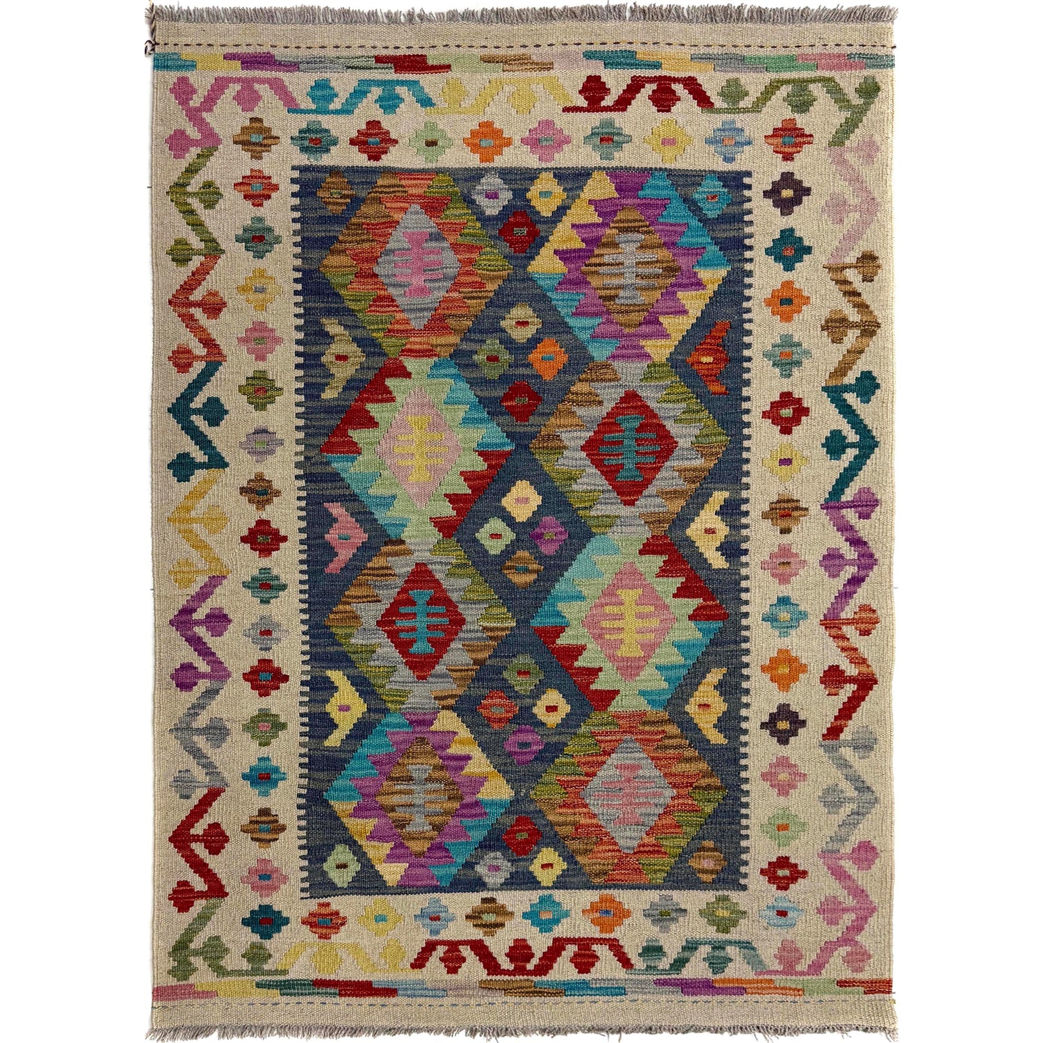 Handmade Vegetable Kilim 3' 5" x 4' 10" (ft) - No. Y39679