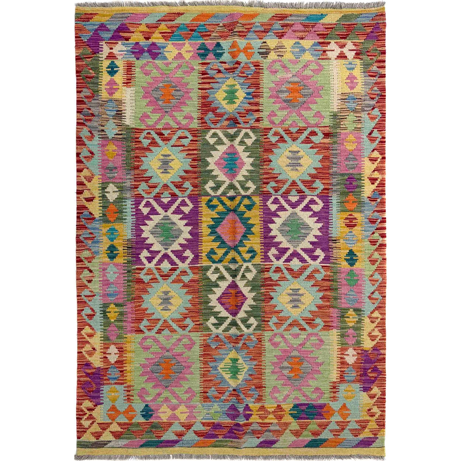 Handmade Vegetable Kelim 4' 2" x 6' 6" (ft) - No. Y39724