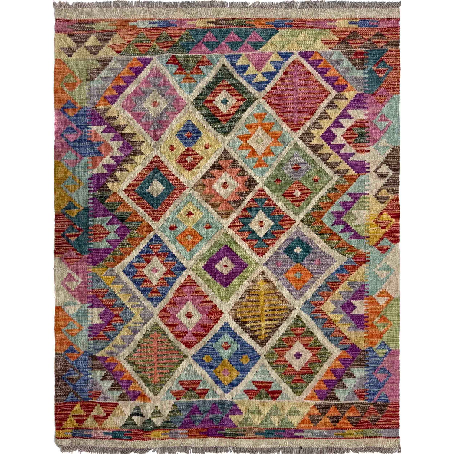 Handmade Vegetable Kilim 3' 5" x 4' 9" (ft) - No. Y39726