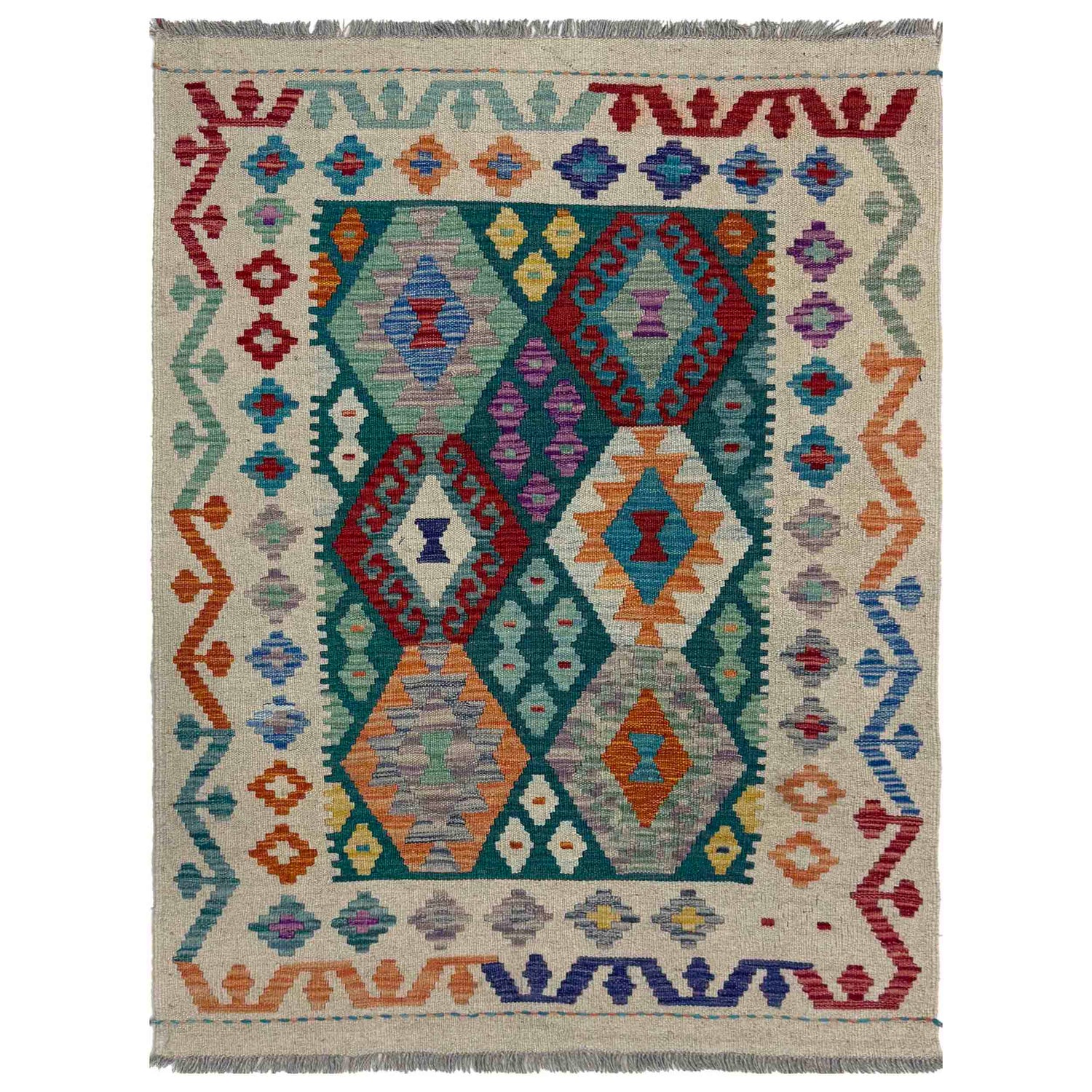 Handmade Vegetable Kelim 3' 1" x 4' 2" (ft) - No. Y39727