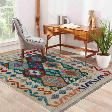 Handmade Vegetable Kelim 3' 1" x 4' 2" (ft) - No. Y39727