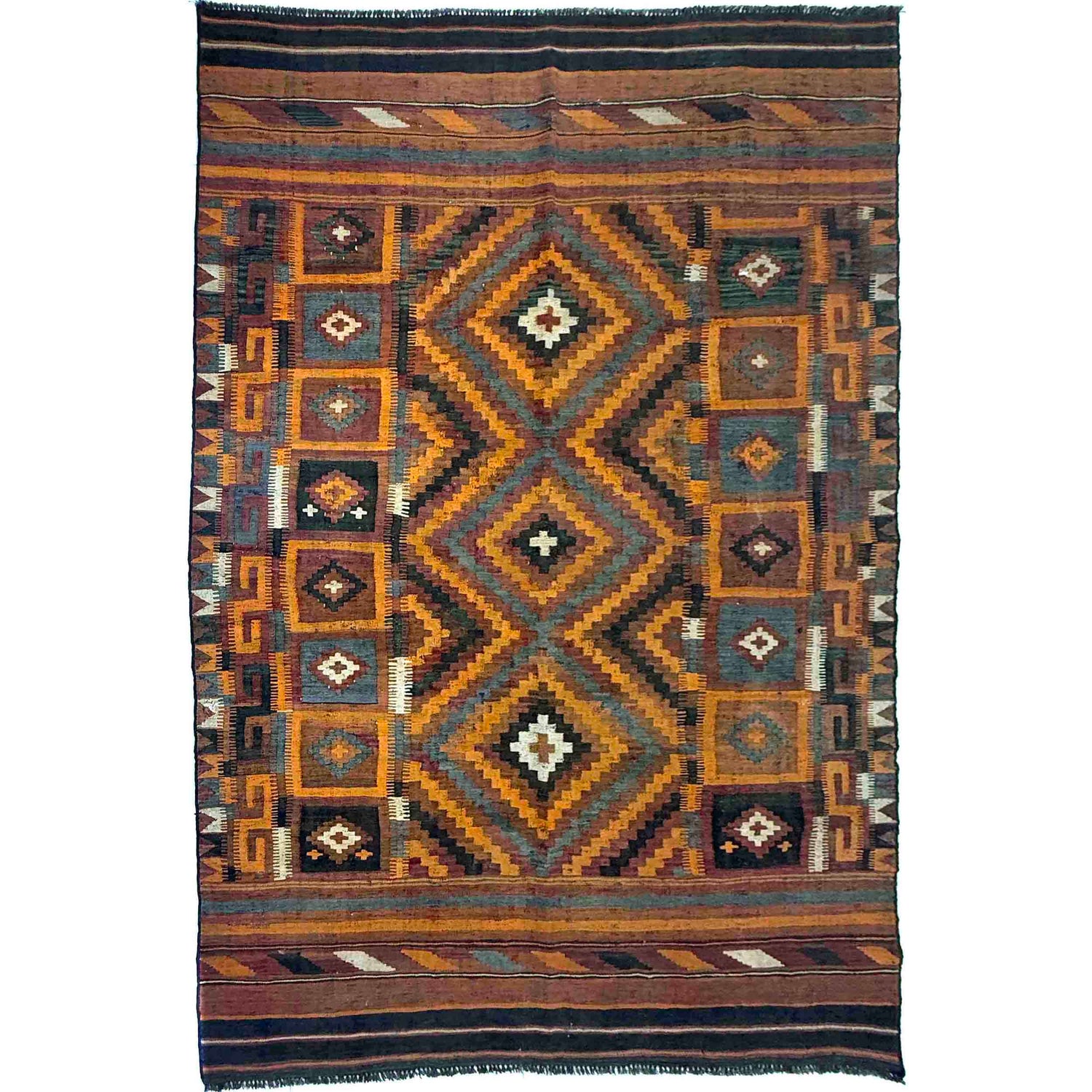 Hand Knotted Multi Kilim 6' 2" x 9' 9" (ft) - No. Y39731