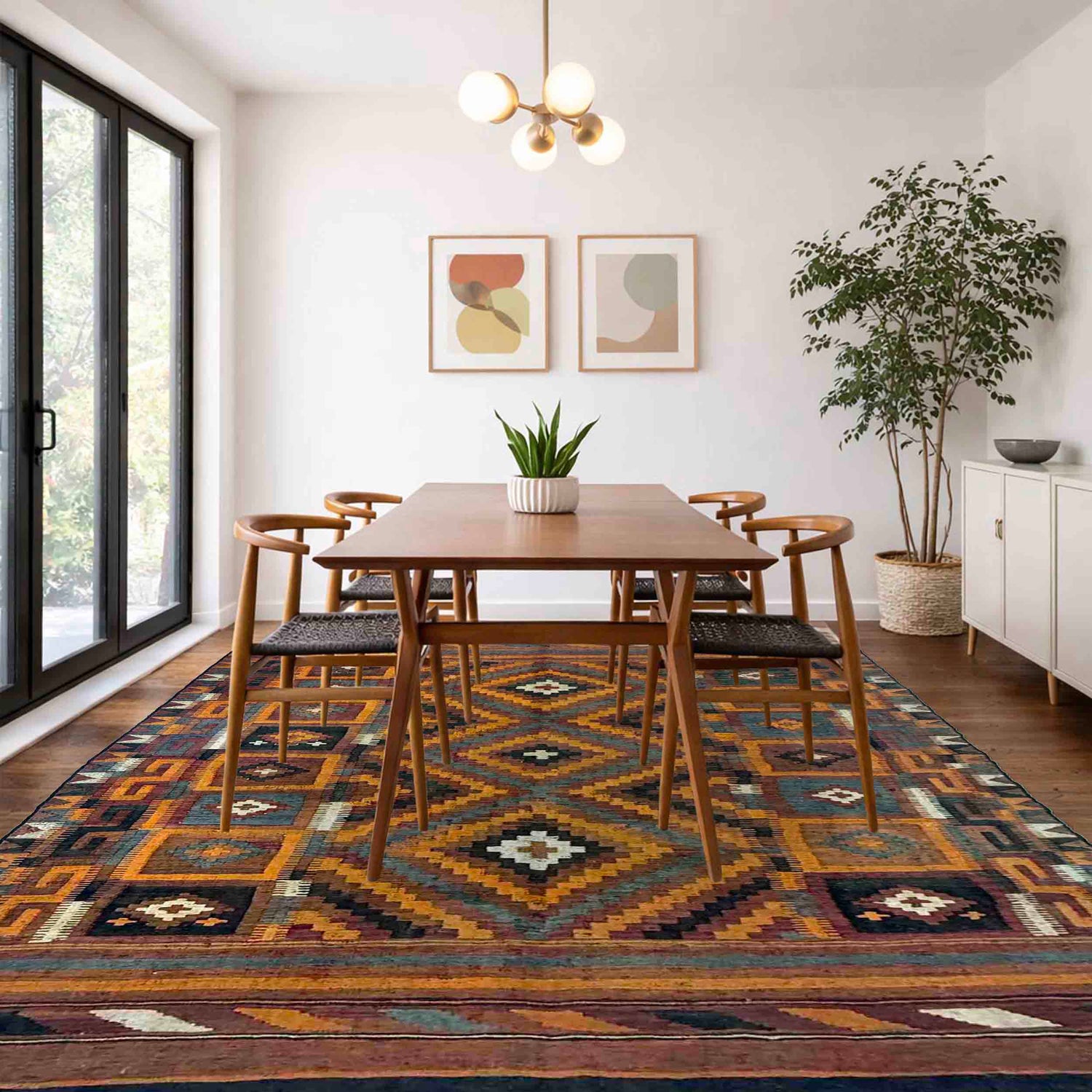 Hand Knotted Multi Kilim 6' 2" x 9' 9" (ft) - No. Y39731