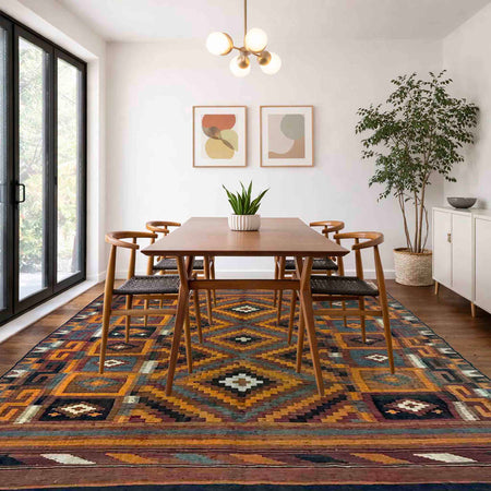 Hand Knotted Multi Kilim 6' 2" x 9' 9" (ft) - No. Y39731