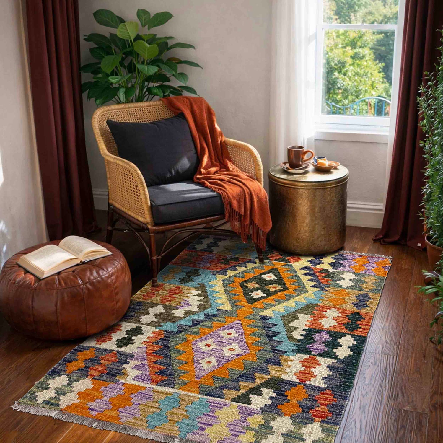 Handmade Vegetable Kilim 2' 9" x 3' 11" (ft) - No. Y39923