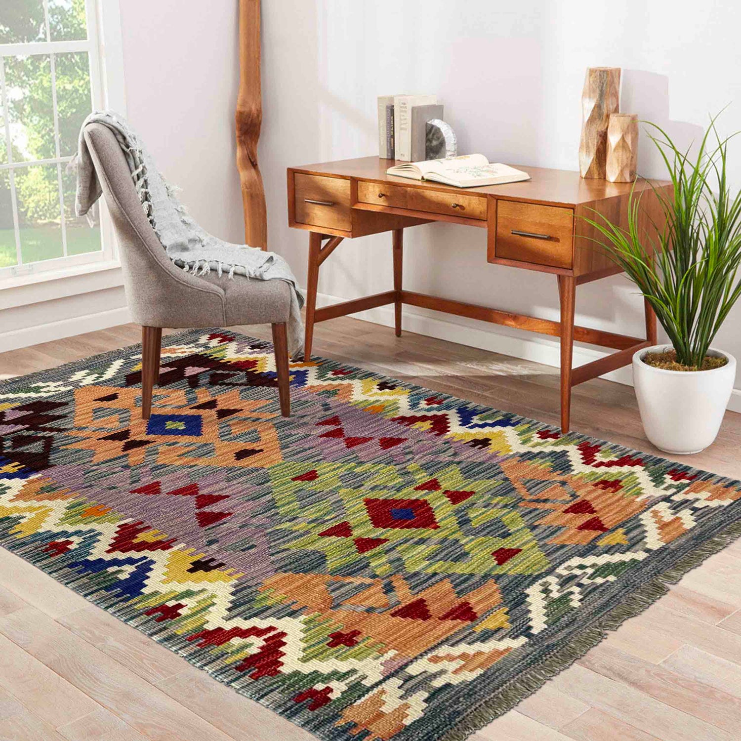Handmade Vegetable Kilim 2' 8" x 3' 11" (ft) - No. Y39927
