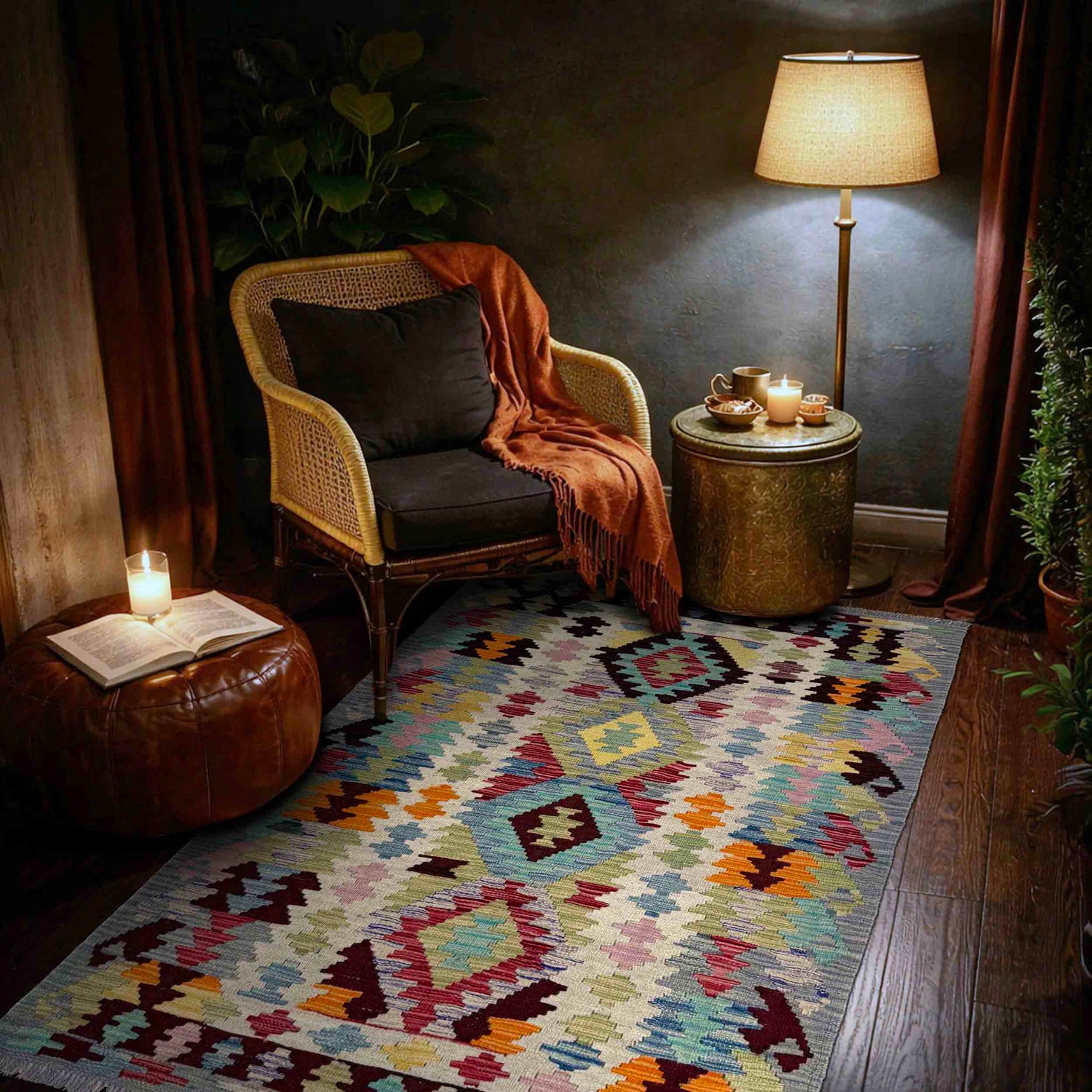 Handmade Vegetable Kilim 3' 5" x 5' 3" (ft) - No. Y39933
