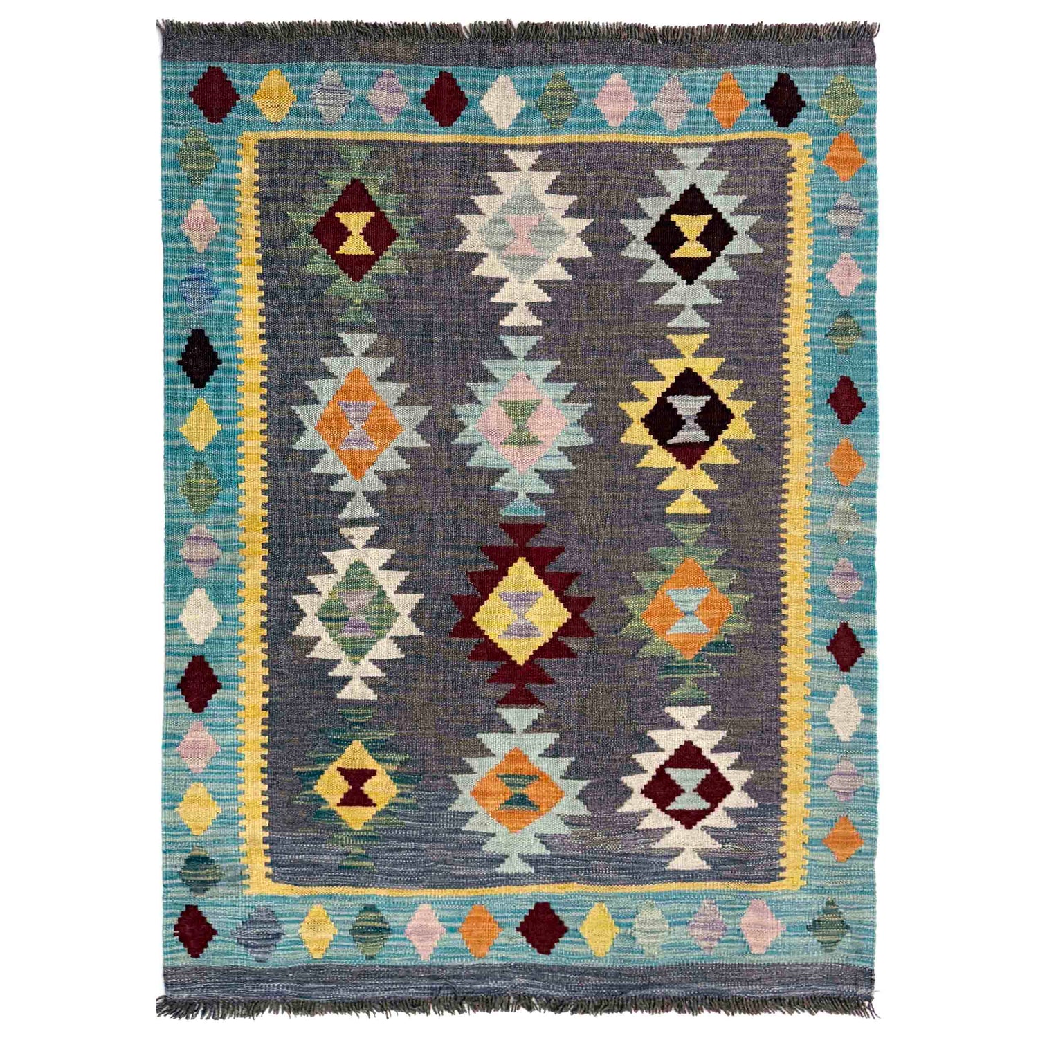 Handmade Vegetable Kilim 3' 5" x 4' 9" (ft) - No. Y39934