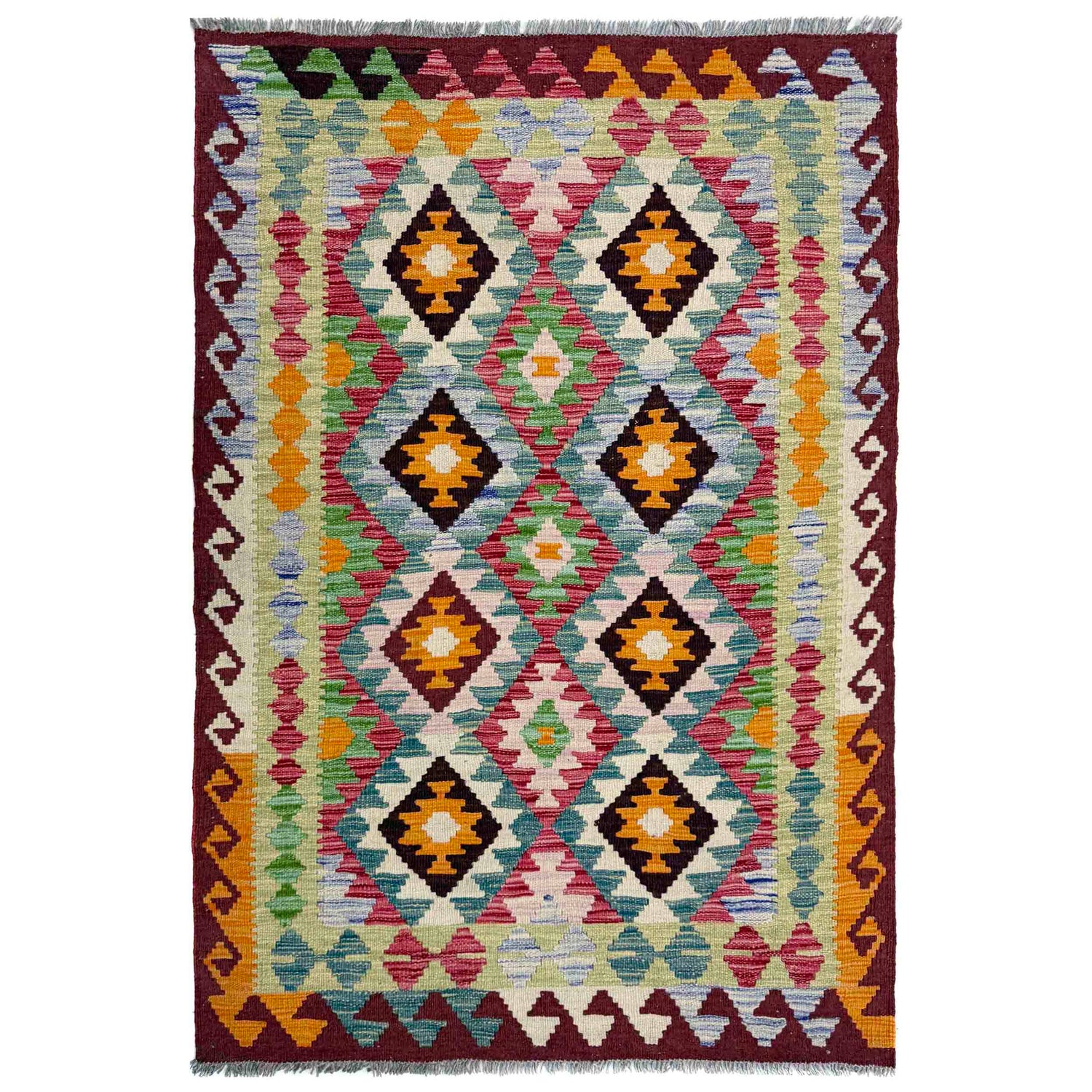 Handmade Vegetable Kilim 3' 5" x 5' 1" (ft) - No. Y39936