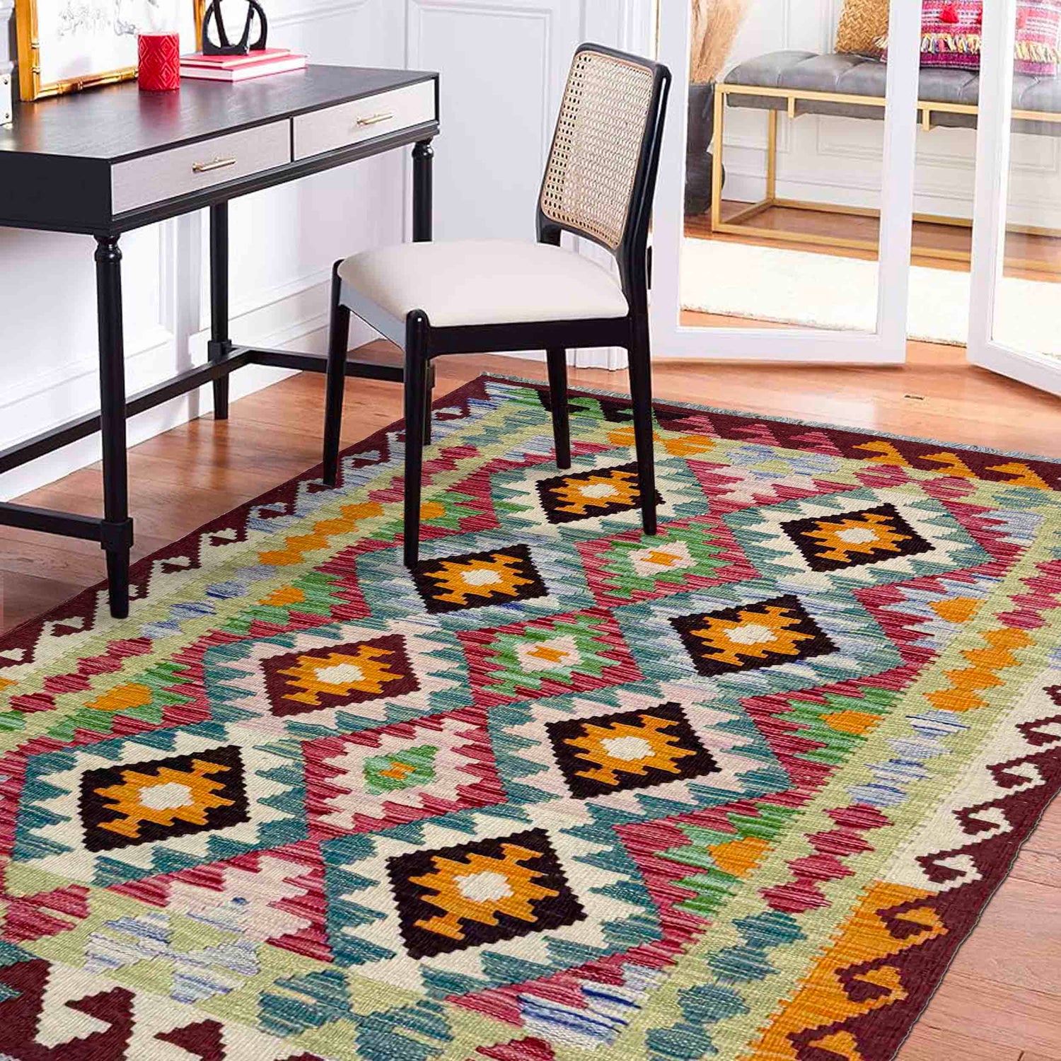 Handmade Vegetable Kilim 3' 5" x 5' 1" (ft) - No. Y39936
