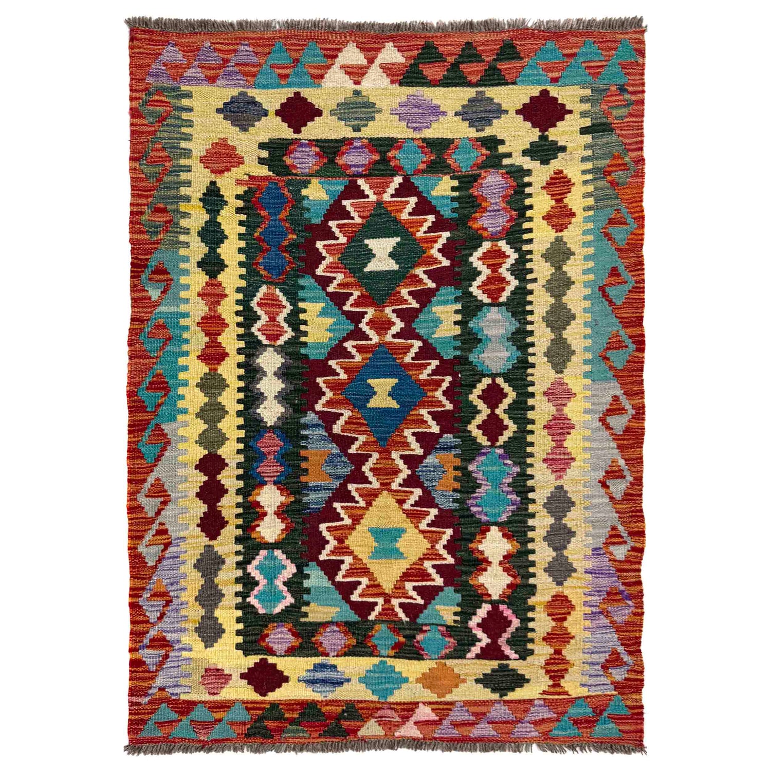Handmade Vegetable Kelim 3' 5" x 4' 11" (ft) - No. Y39938
