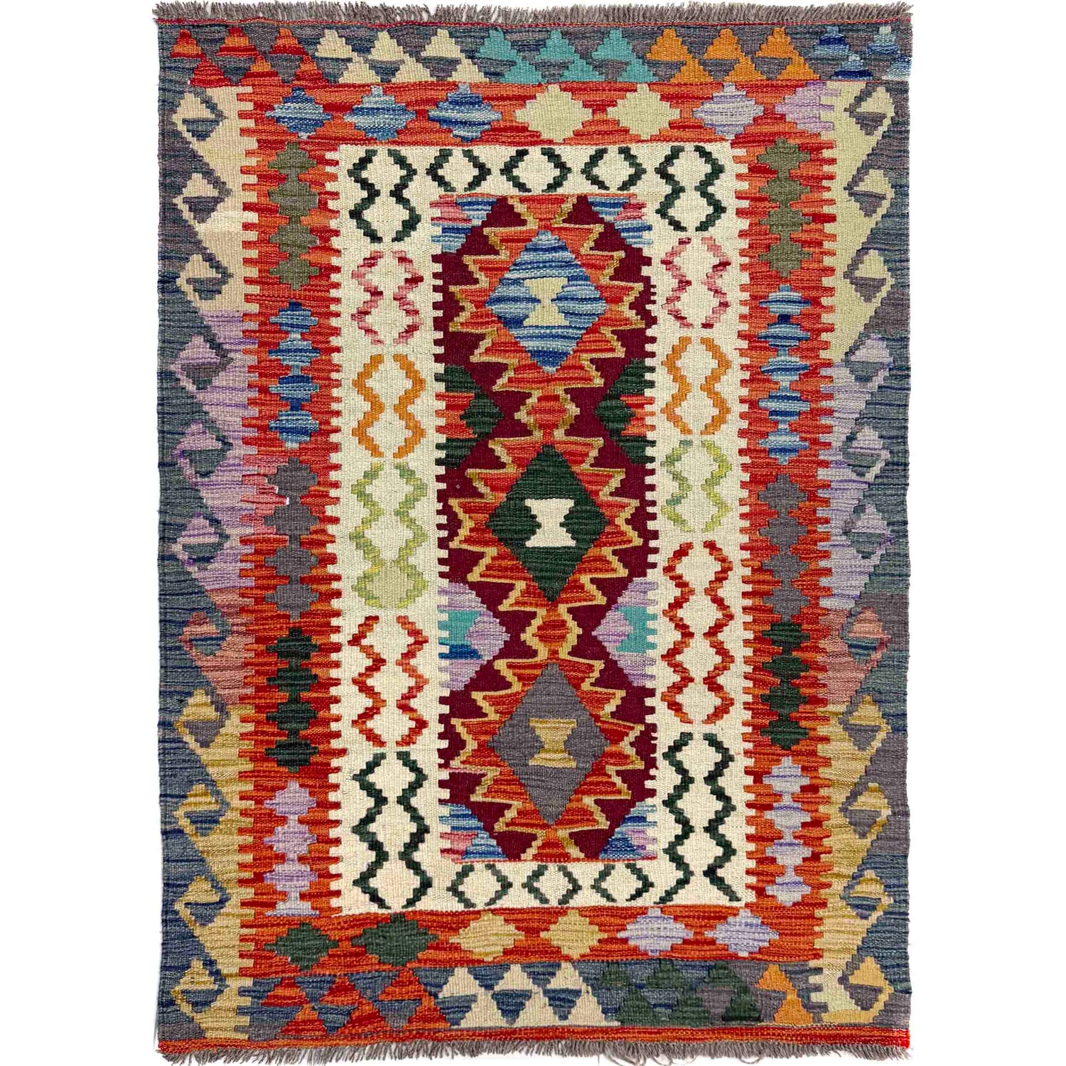 Handmade Vegetable Kelim 3' 5" x 4' 8" (ft) - No. Y39939