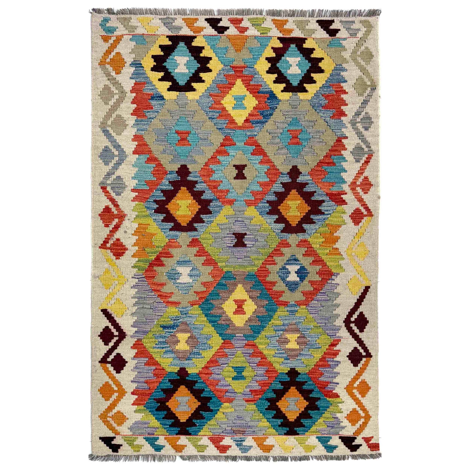 Handmade Vegetable Kelim 3' 5" x 5' 4" (ft) - No. Y39940