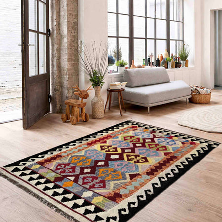 Handmade Vegetable Kilim 3' 5" x 4' 11" (ft) - No. Y39943