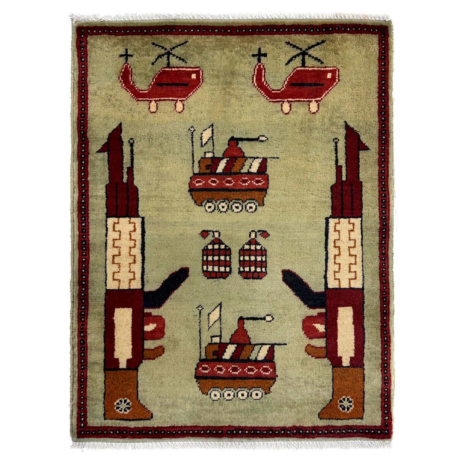 Hand Knotted War Rug 2' 0" x 2' 8" (ft) - No. Y39945