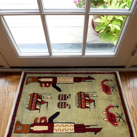 Hand Knotted War Rug 2' 0" x 2' 8" (ft) - No. Y39945