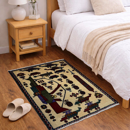 Ivory Color War Rug 2' 0" x 2' 8" (ft) - No. Y39948