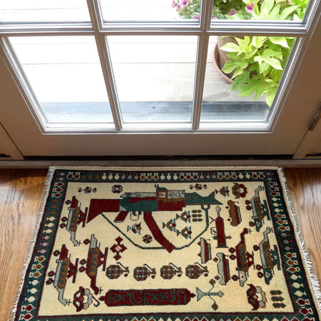 Ivory Color War Rug 2' 0" x 2' 7" (ft) - No. Y39952