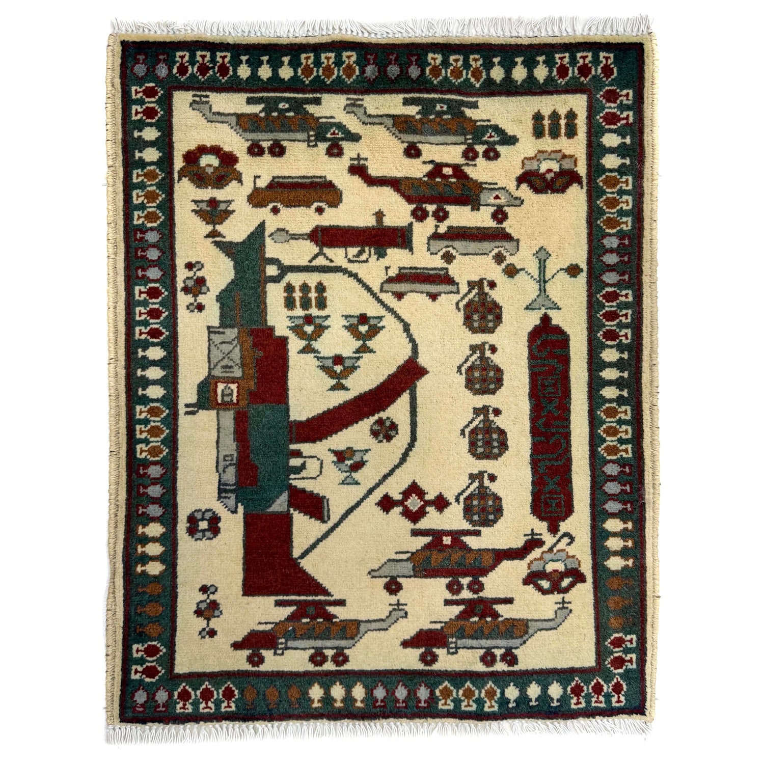 Ivory Color War Rug 2' 0" x 2' 7" (ft) - No. Y39952
