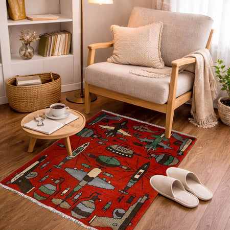 Hand Knotted War Rug 2' 0" x 2' 9" (ft) - No. Y39958
