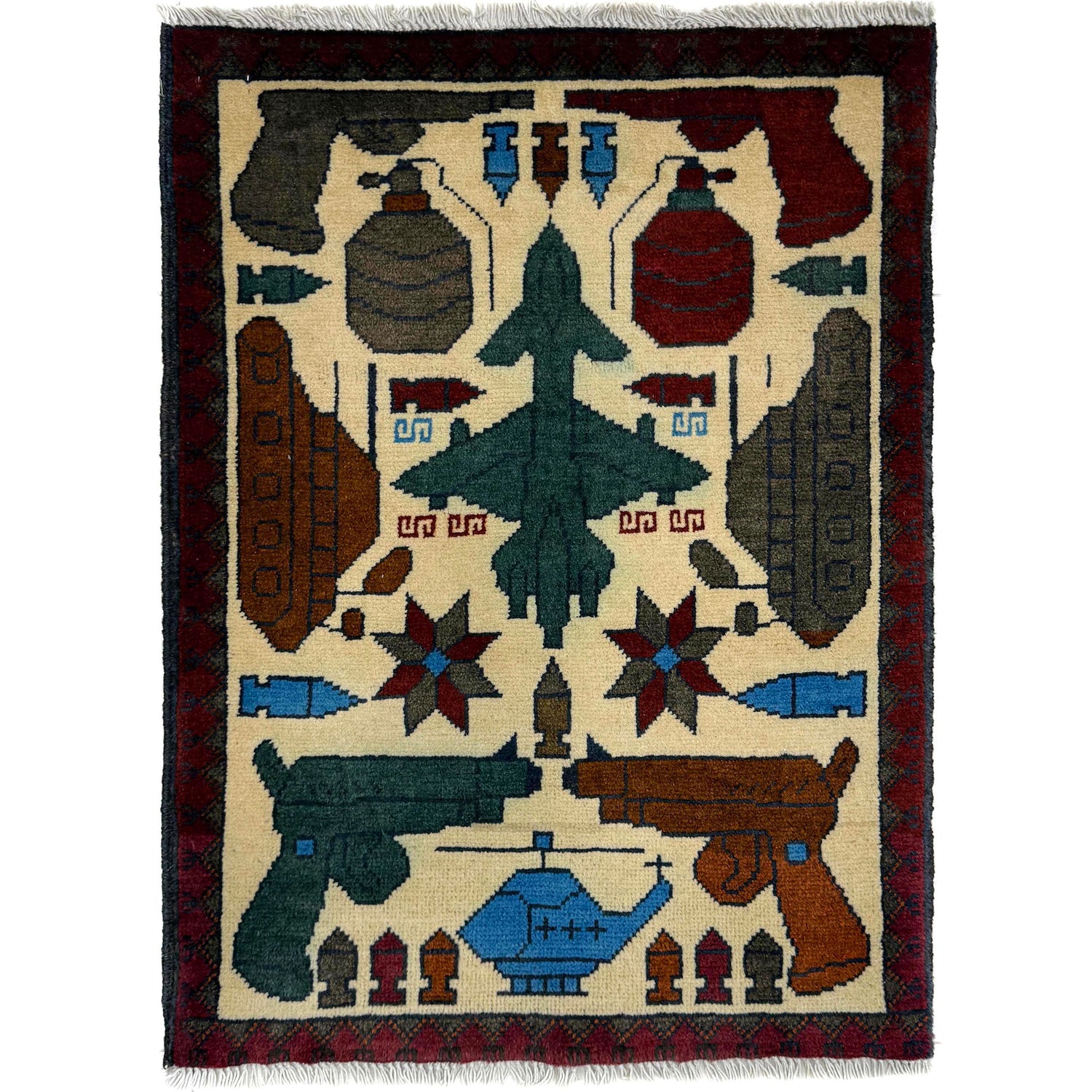 Handmade War Rug 1' 11" x 2' 8" (ft) - No. Y39964