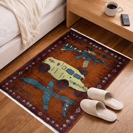 Reddish Brown War Rug 2' 1" x 2' 7" (ft) - No. Y39966