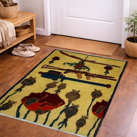 Ivory Color War Rug 2' 1" x 2' 6" (ft) - No. Y39969