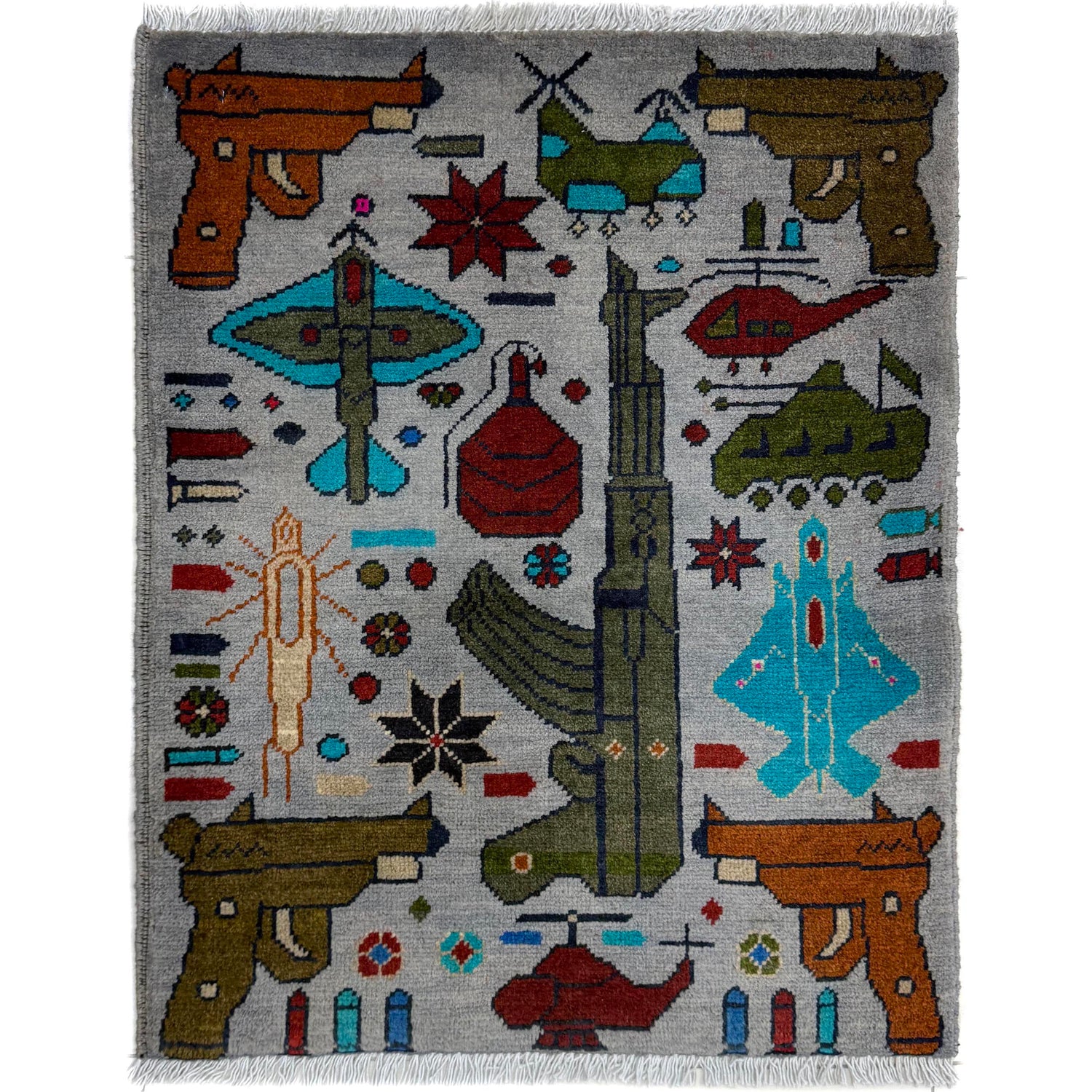 Grey Color War Rug 2' 0" x 2' 6" (ft) - No. Y39970