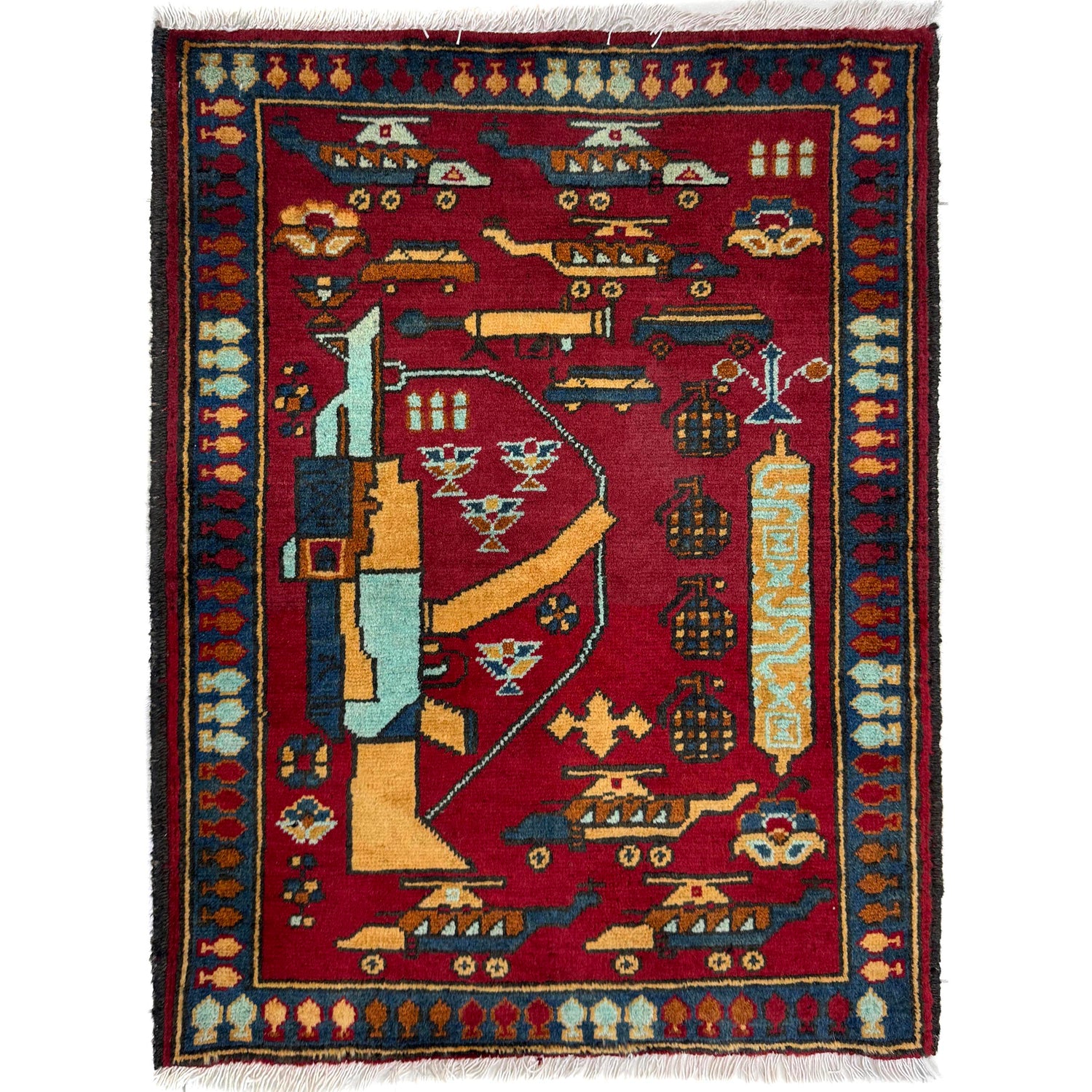 Hand Knotted War Rug 1' 11" x 2' 6" (ft) - No. Y39973