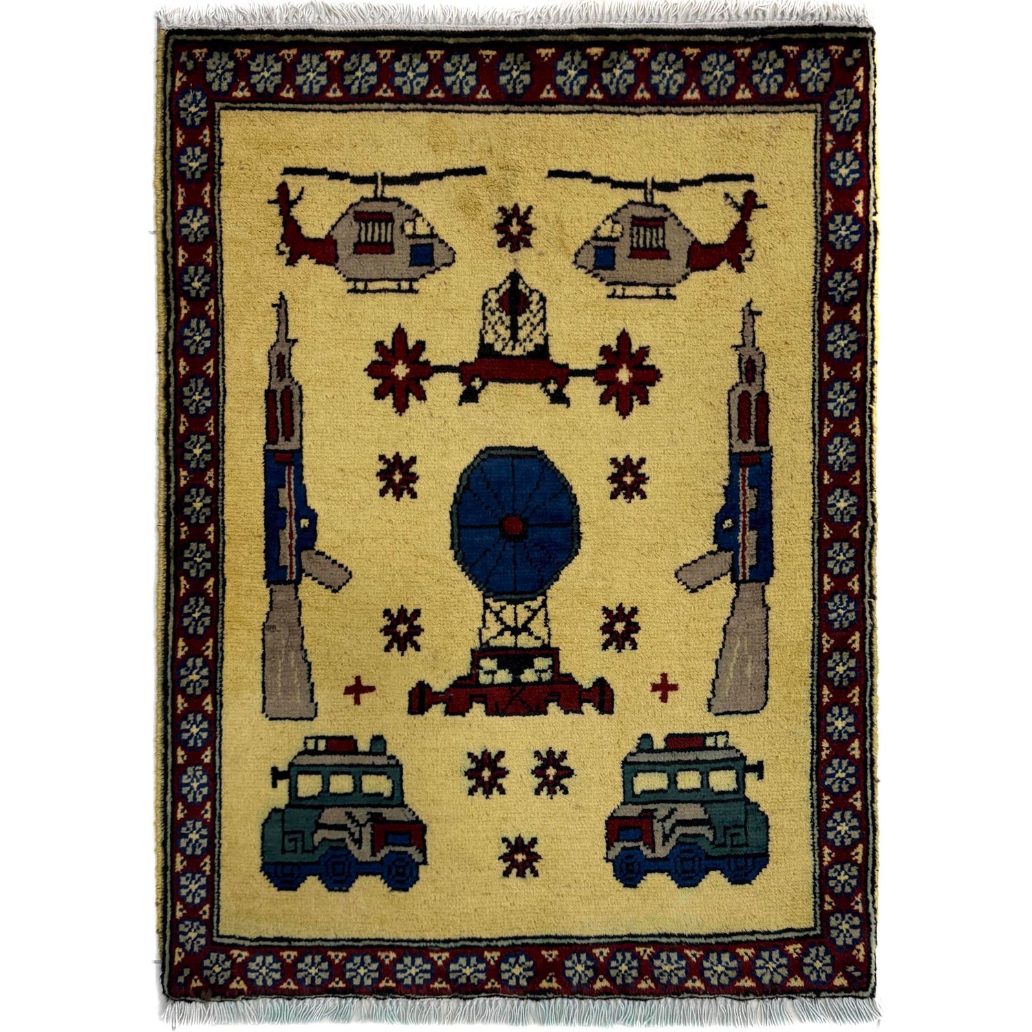 Hand Knotted War Rug 1' 11" x 2' 7" (ft) - No. Y39974
