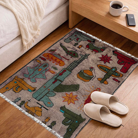 Hand Knotted War Rug 1' 11" x 2' 6" (ft) - No. Y39980