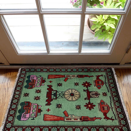Handmade War Rug 2' 0" x 2' 7" (ft) - No. Y39982