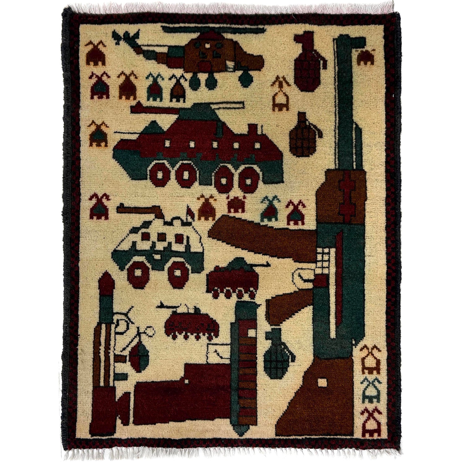 Handmade War Rug 1' 11" x 2' 7" (ft) - No. Y39985