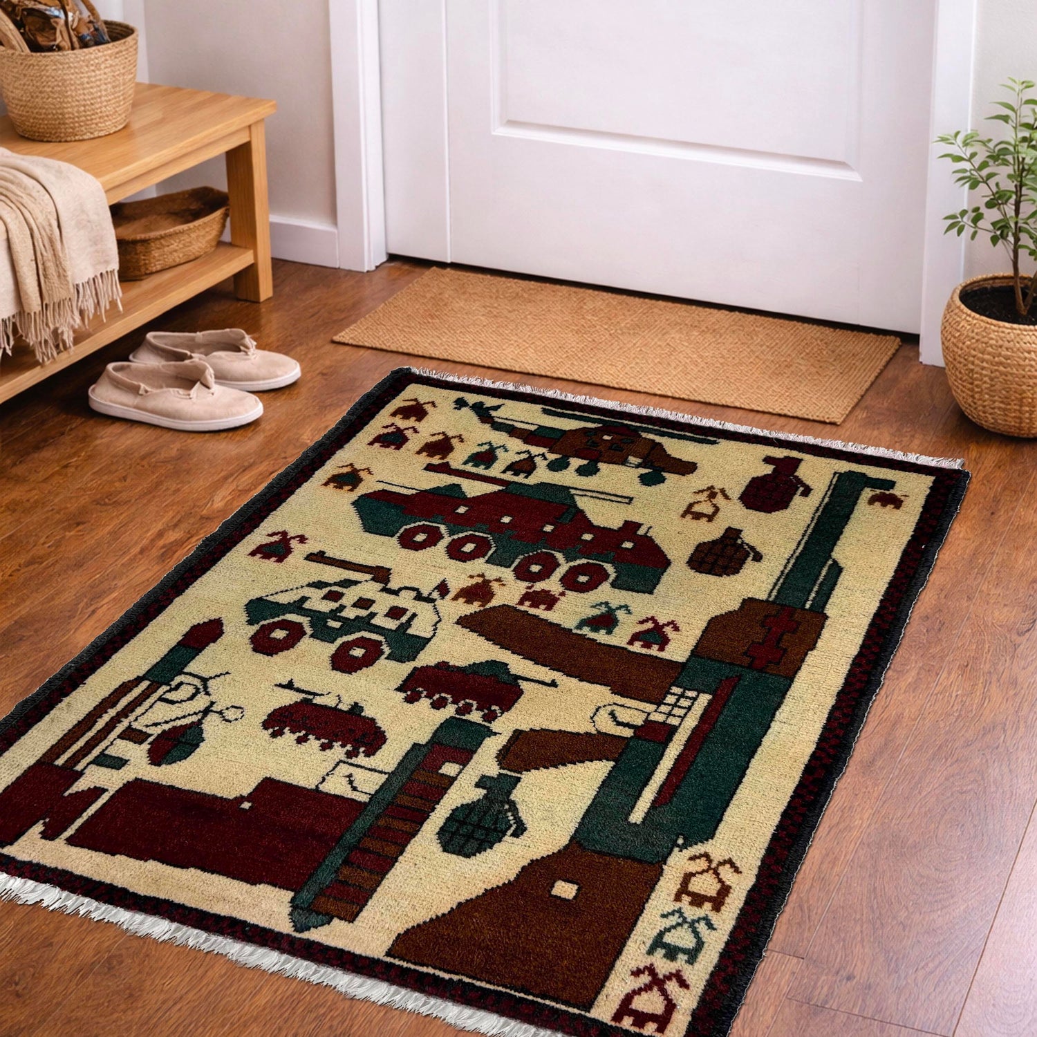 Handmade War Rug 1' 11" x 2' 7" (ft) - No. Y39985