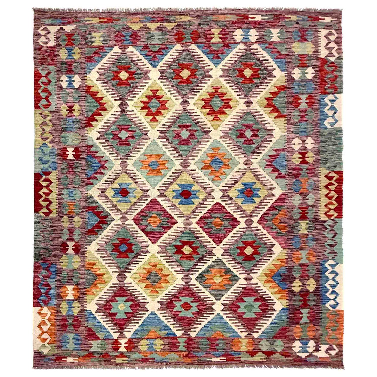 Handmade Vegetable Kilim 6' 0" x 7' 9" (ft) - No. Y39988