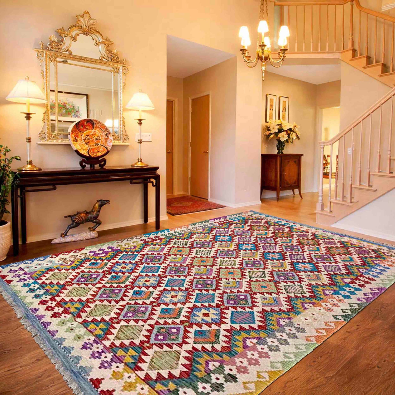 Handmade Vegetable Kilim 5' 7" x 8' 3" (ft) - No. Y39989