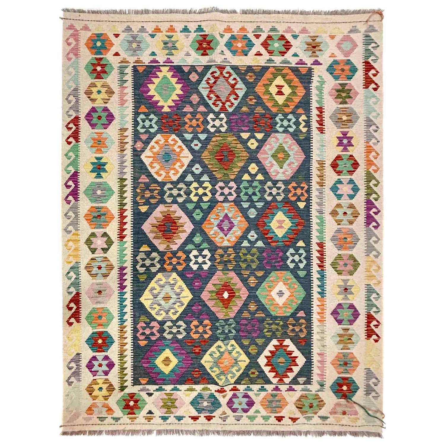 Handmade Vegetable Kilim 5' 8" x 8' 2" (ft) - No. Y39991