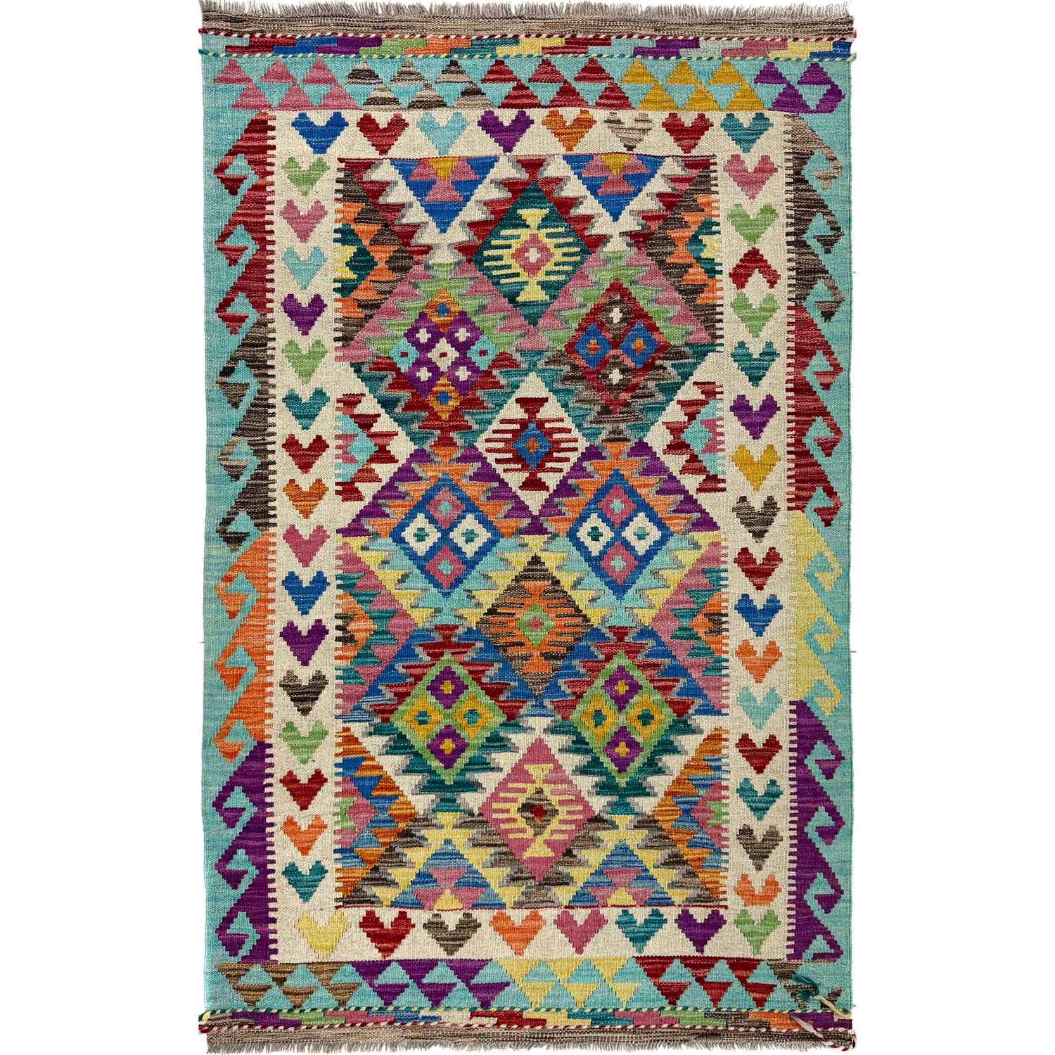 Handmade Vegetable Kilim 3' 4" x 5' 3" (ft) - No. Y40032