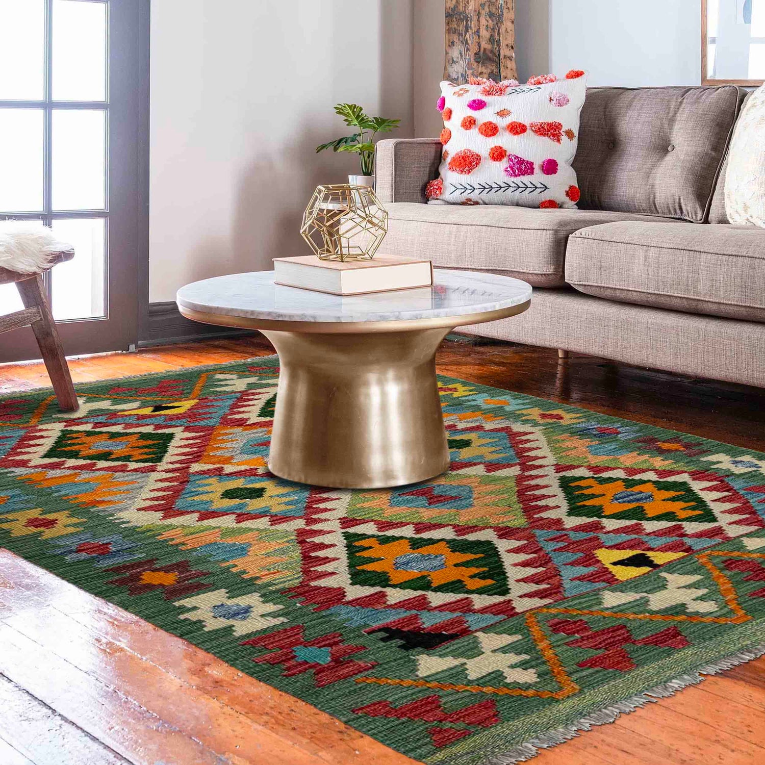 Handmade Vegetable Kilim 3' 3" x 5' 0" (ft) - No. Y40033