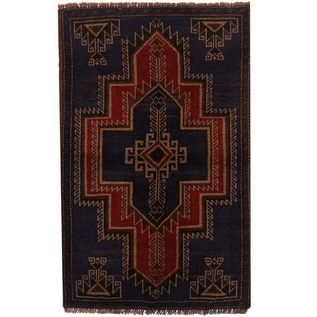 Blue Baluchi Rug 2' 6 x 4' 1 (ft) - No. B15650
