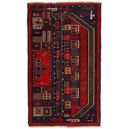 Red Baluchi Rug 2' 9 x 4' 9 (ft) - No. B15693