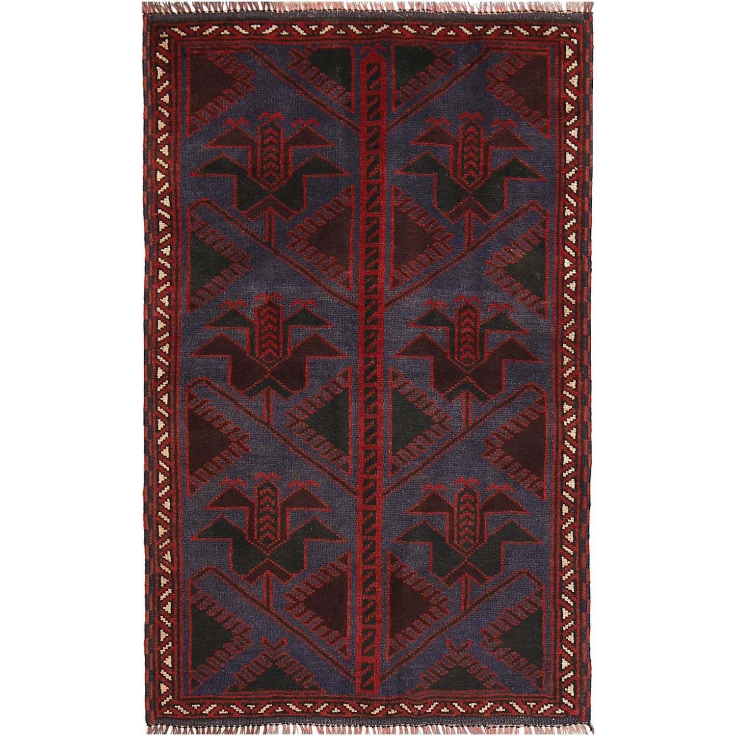 Hand Knotted Baluchi Rug 2' 7 x 4' 2 (ft) - No. B18257