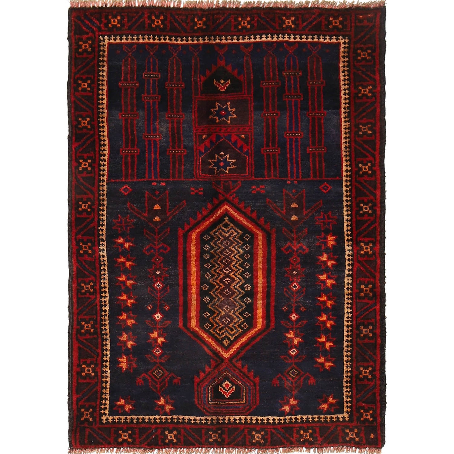 Handmade Prayer Rug 3' 1" x 4' 5" (ft) - No. B18863