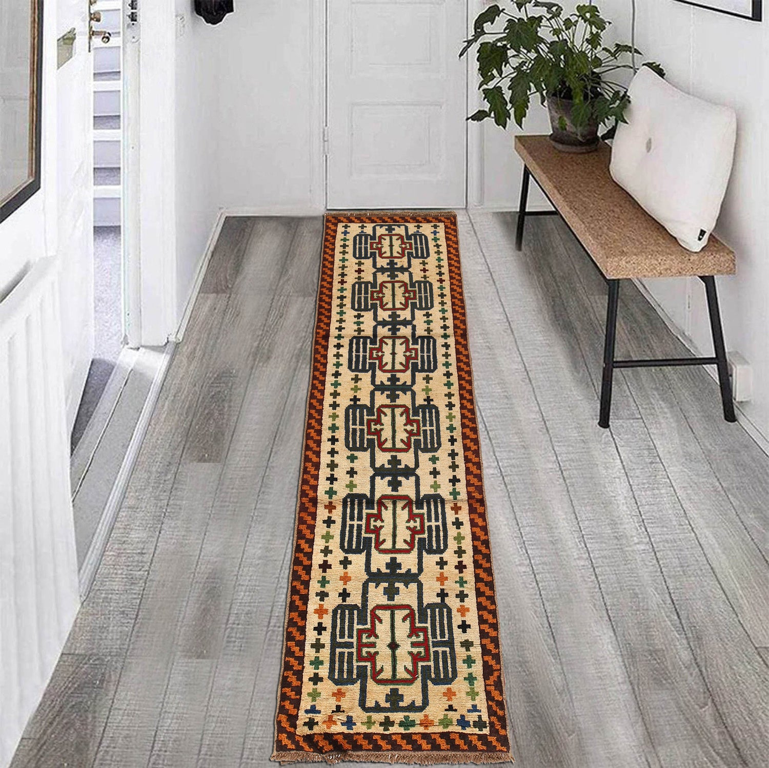 Hand Knotted Baluchi Runner 2' 5 x 9' 2 (ft) - No. B19301