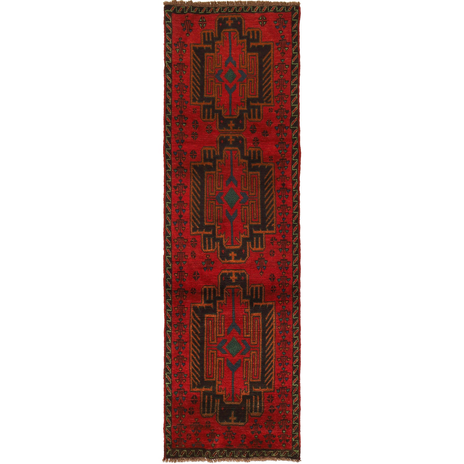 Red Baluchi Runner 2' 6 x 9' 2 (ft) - No. B19434