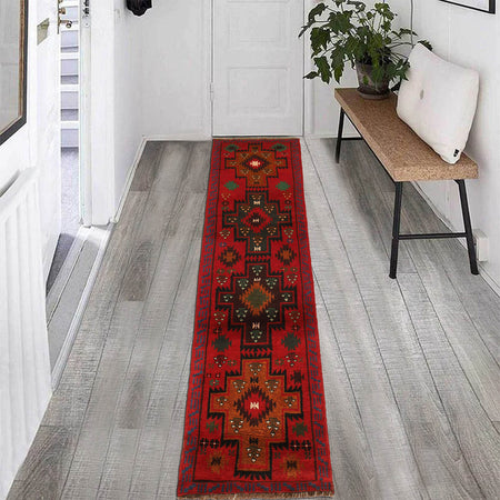 Red Baluchi Runner 2' 4 x 9' 6 (ft) - No. B19437