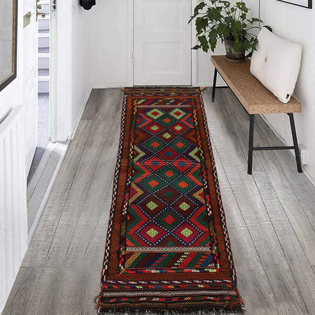 Flatweave Kilim Runner 2' 4" x 6' 8" (ft) - No. B19854