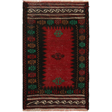 Flat Weave Kilim Runner 2' 1" x 3' 7" (ft) - No. B19885